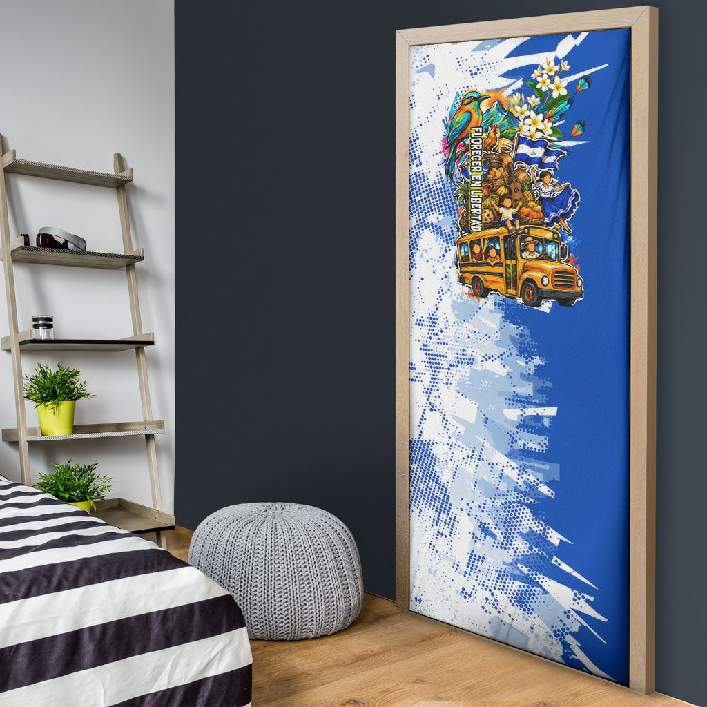 Nicaragua Independence Day Door Cover Blue Butterfly Sacred Sacuanjoche Cultural Floral Art