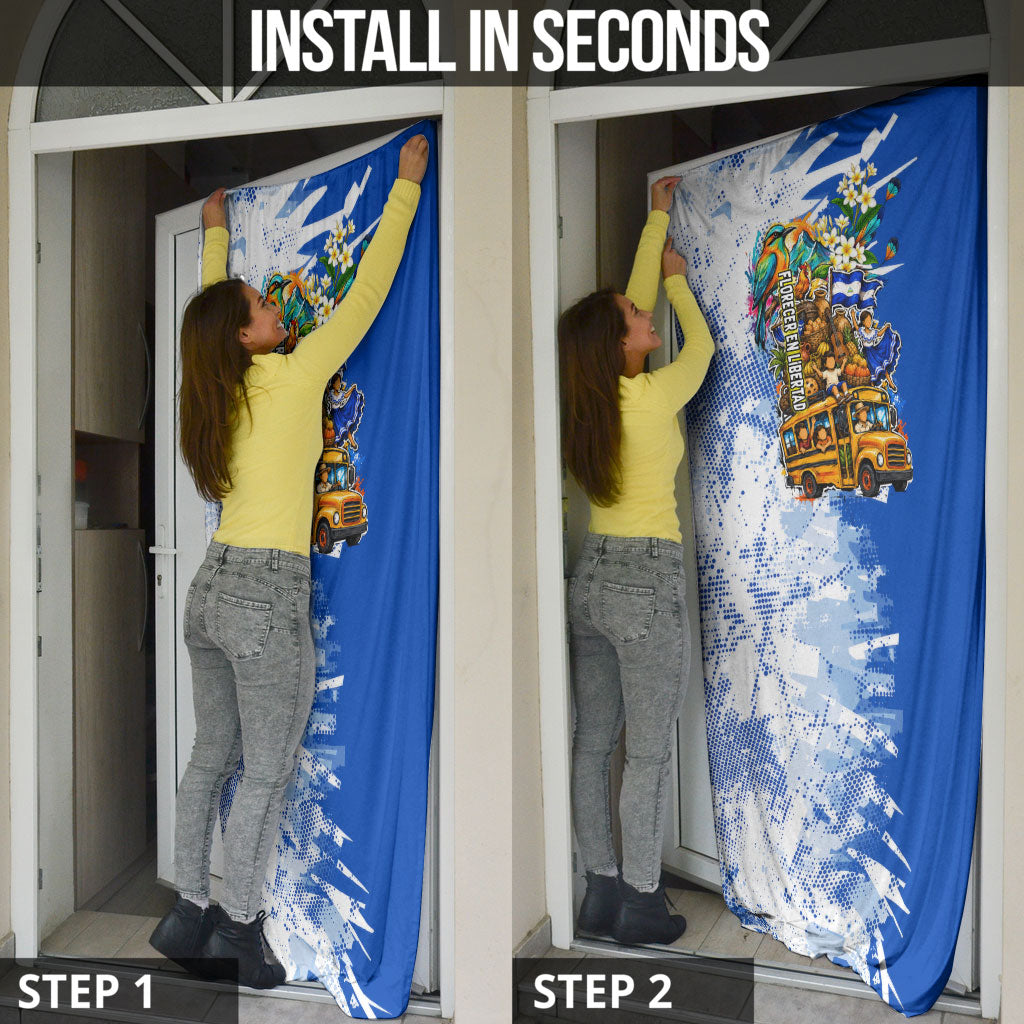 Nicaragua Independence Day Door Cover Blue Butterfly Sacred Sacuanjoche Cultural Floral Art