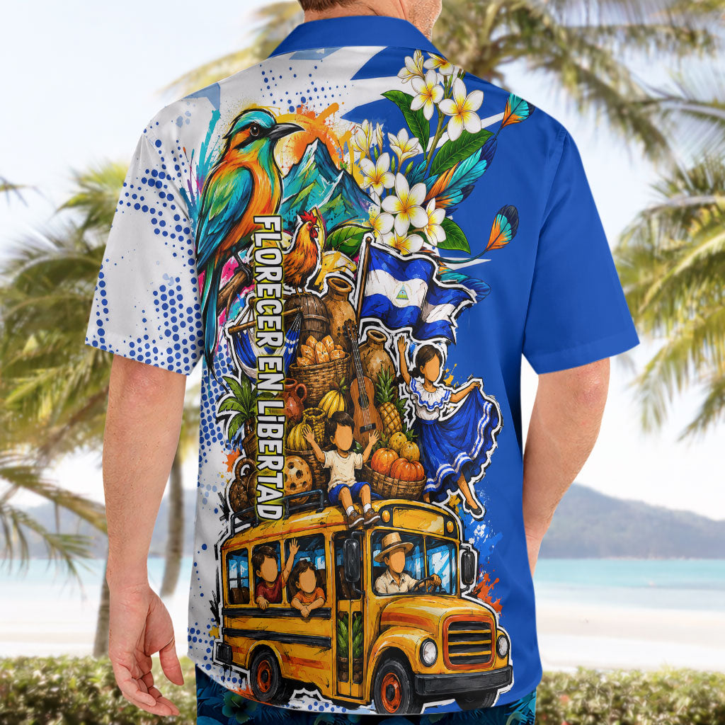 Nicaragua Independence Day Hawaiian Shirt Blue Butterfly Sacred Sacuanjoche Cultural Floral Art