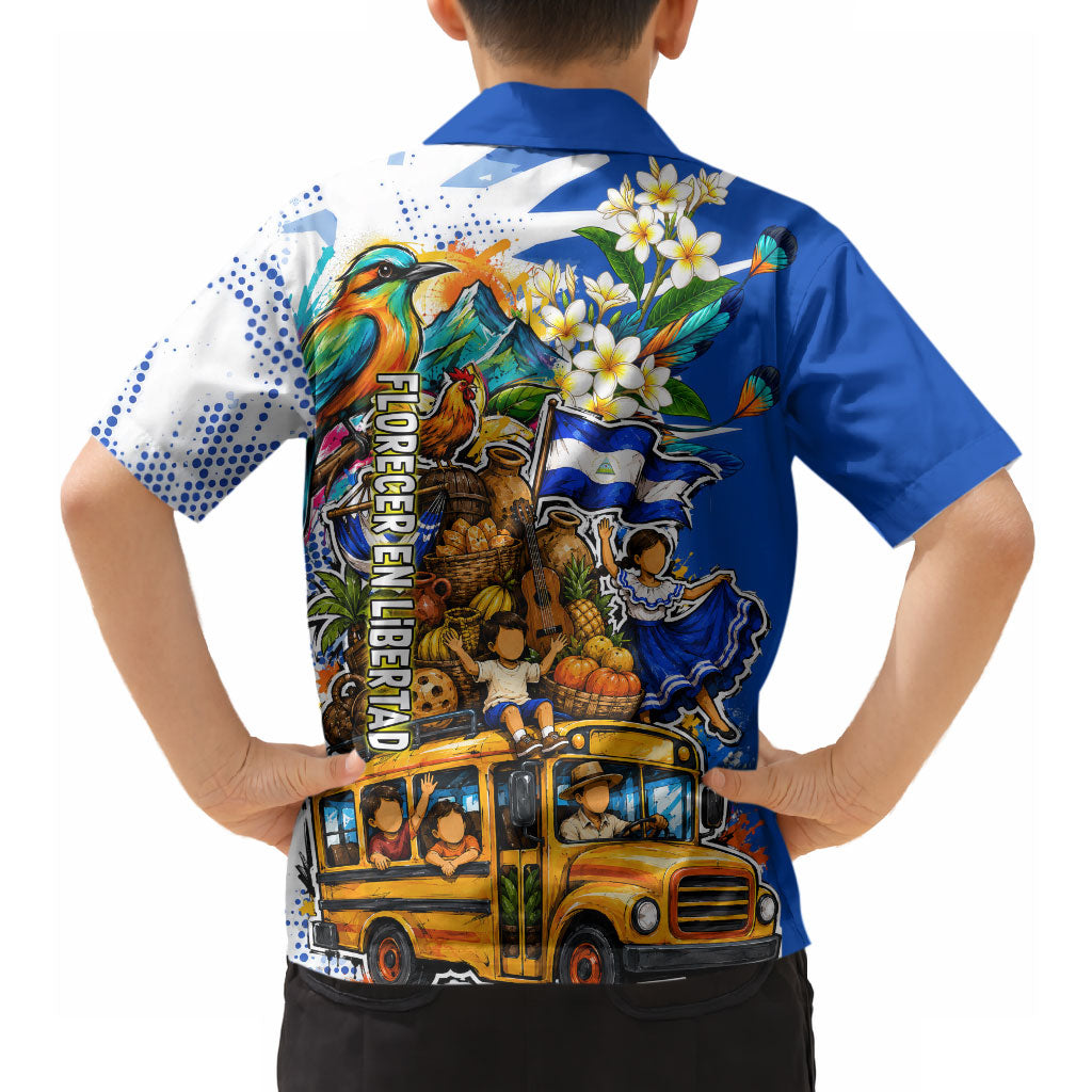 Nicaragua Independence Day Hawaiian Shirt Blue Butterfly Sacred Sacuanjoche Cultural Floral Art