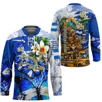 Nicaragua Independence Day Hockey Jersey Blue Butterfly Sacred Sacuanjoche Cultural Floral Art