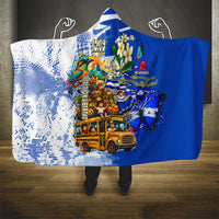 Nicaragua Independence Day Hooded Blanket Blue Butterfly Sacred Sacuanjoche Cultural Floral Art
