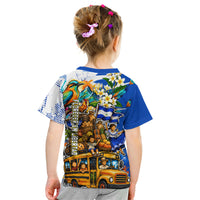Nicaragua Independence Day Kid T Shirt Blue Butterfly Sacred Sacuanjoche Cultural Floral Art