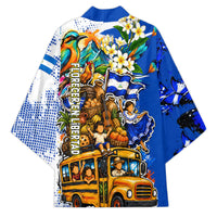 Nicaragua Independence Day Kimono Blue Butterfly Sacred Sacuanjoche Cultural Floral Art