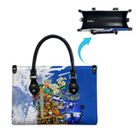 Nicaragua Independence Day Leather Bag Blue Butterfly Sacred Sacuanjoche Cultural Floral Art