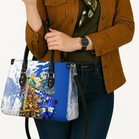 Nicaragua Independence Day Leather Bag Blue Butterfly Sacred Sacuanjoche Cultural Floral Art