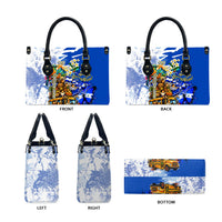 Nicaragua Independence Day Leather Bag Blue Butterfly Sacred Sacuanjoche Cultural Floral Art