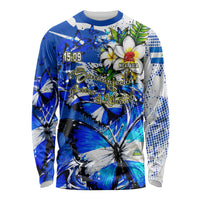 Nicaragua Independence Day Long Sleeve Shirt Blue Butterfly Sacred Sacuanjoche Cultural Floral Art