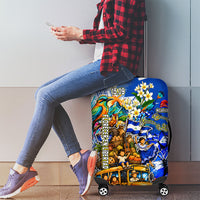 Nicaragua Independence Day Luggage Cover Blue Butterfly Sacred Sacuanjoche Cultural Floral Art