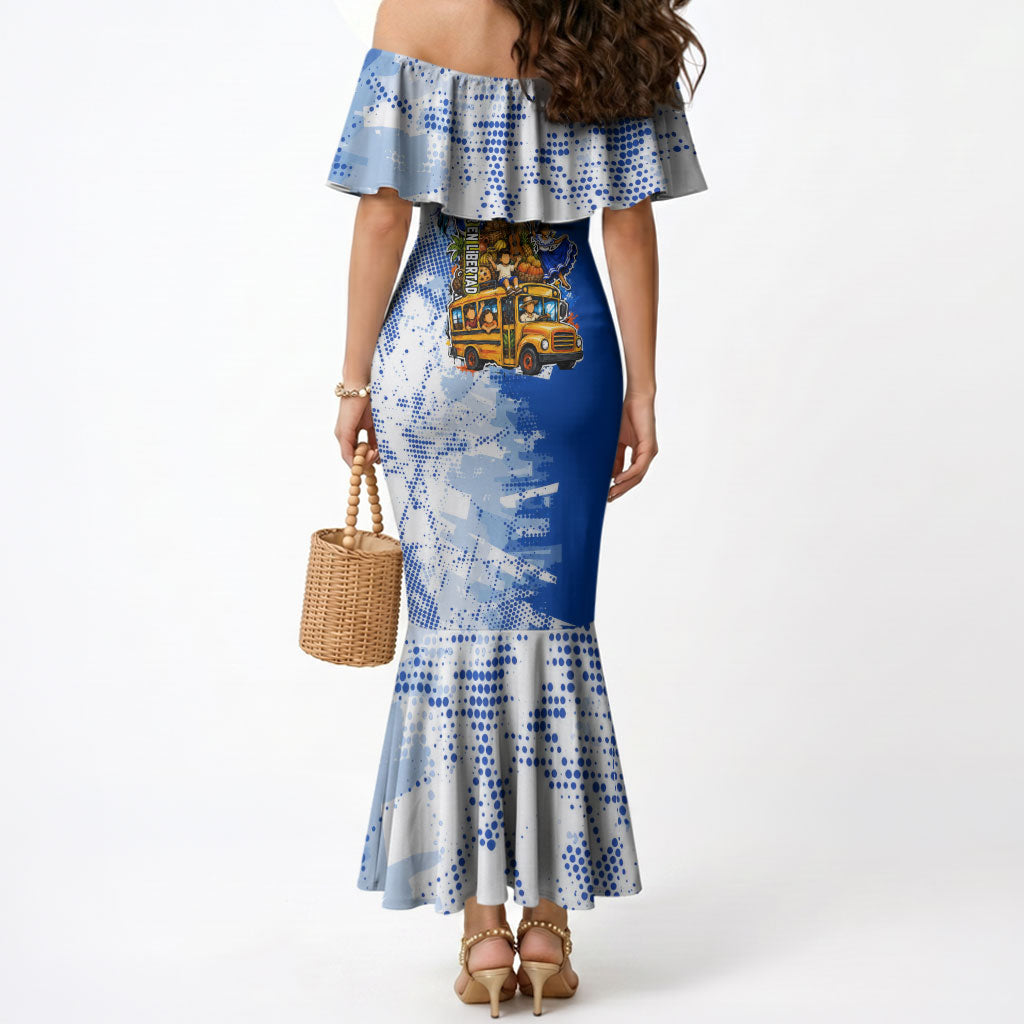 Nicaragua Independence Day Mermaid Dress Blue Butterfly Sacred Sacuanjoche Cultural Floral Art
