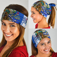 Nicaragua Independence Day Neck Gaiter Blue Butterfly Sacred Sacuanjoche Cultural Floral Art