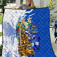 Nicaragua Independence Day Quilt Blue Butterfly Sacred Sacuanjoche Cultural Floral Art