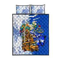 Nicaragua Independence Day Quilt Bed Set Blue Butterfly Sacred Sacuanjoche Cultural Floral Art