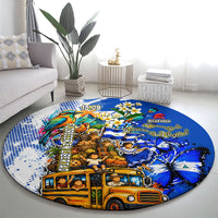 Nicaragua Independence Day Round Carpet Blue Butterfly Sacred Sacuanjoche Cultural Floral Art