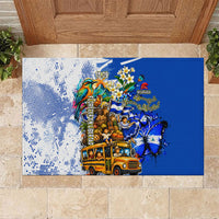 Nicaragua Independence Day Rubber Doormat Blue Butterfly Sacred Sacuanjoche Cultural Floral Art