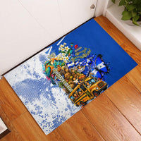 Nicaragua Independence Day Rubber Doormat Blue Butterfly Sacred Sacuanjoche Cultural Floral Art