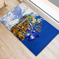Nicaragua Independence Day Rubber Doormat Blue Butterfly Sacred Sacuanjoche Cultural Floral Art