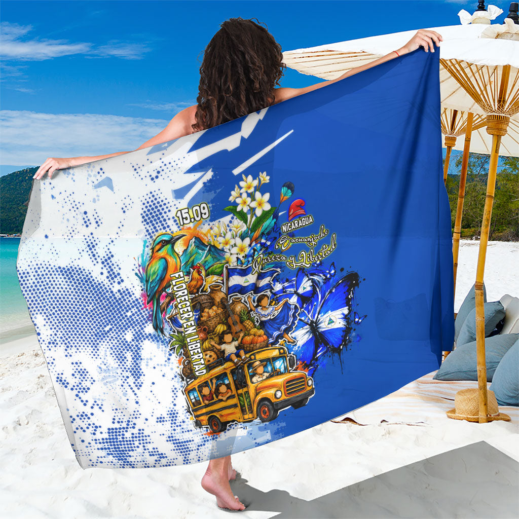 Nicaragua Independence Day Sarong Blue Butterfly Sacred Sacuanjoche Cultural Floral Art