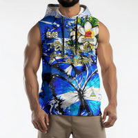 Nicaragua Independence Day Sleeveless Hoodie Blue Butterfly Sacred Sacuanjoche Cultural Floral Art