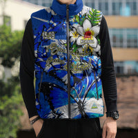 Nicaragua Independence Day Sleeveless Puffer Jacket Blue Butterfly Sacred Sacuanjoche Cultural Floral Art