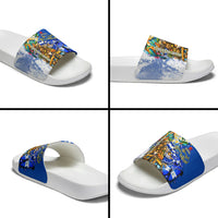Nicaragua Independence Day Slide Sandals Blue Butterfly Sacred Sacuanjoche Cultural Floral Art
