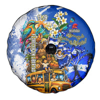 Nicaragua Independence Day Spare Tire Cover Blue Butterfly Sacred Sacuanjoche Cultural Floral Art