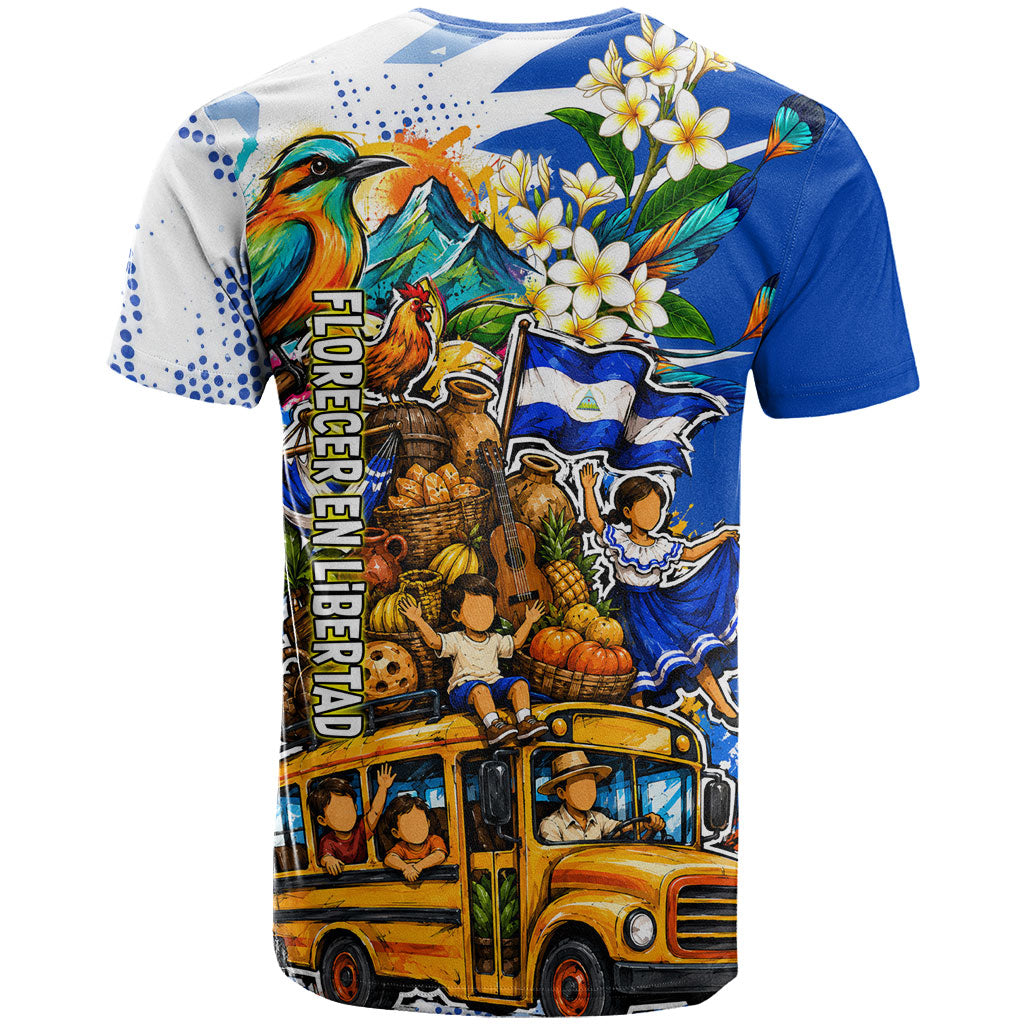 Nicaragua Independence Day T Shirt Blue Butterfly Sacred Sacuanjoche Cultural Floral Art