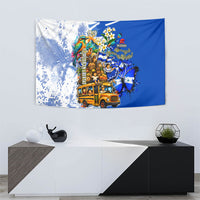 Nicaragua Independence Day Tapestry Blue Butterfly Sacred Sacuanjoche Cultural Floral Art