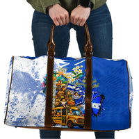 Nicaragua Independence Day Travel Bag Blue Butterfly Sacred Sacuanjoche Cultural Floral Art