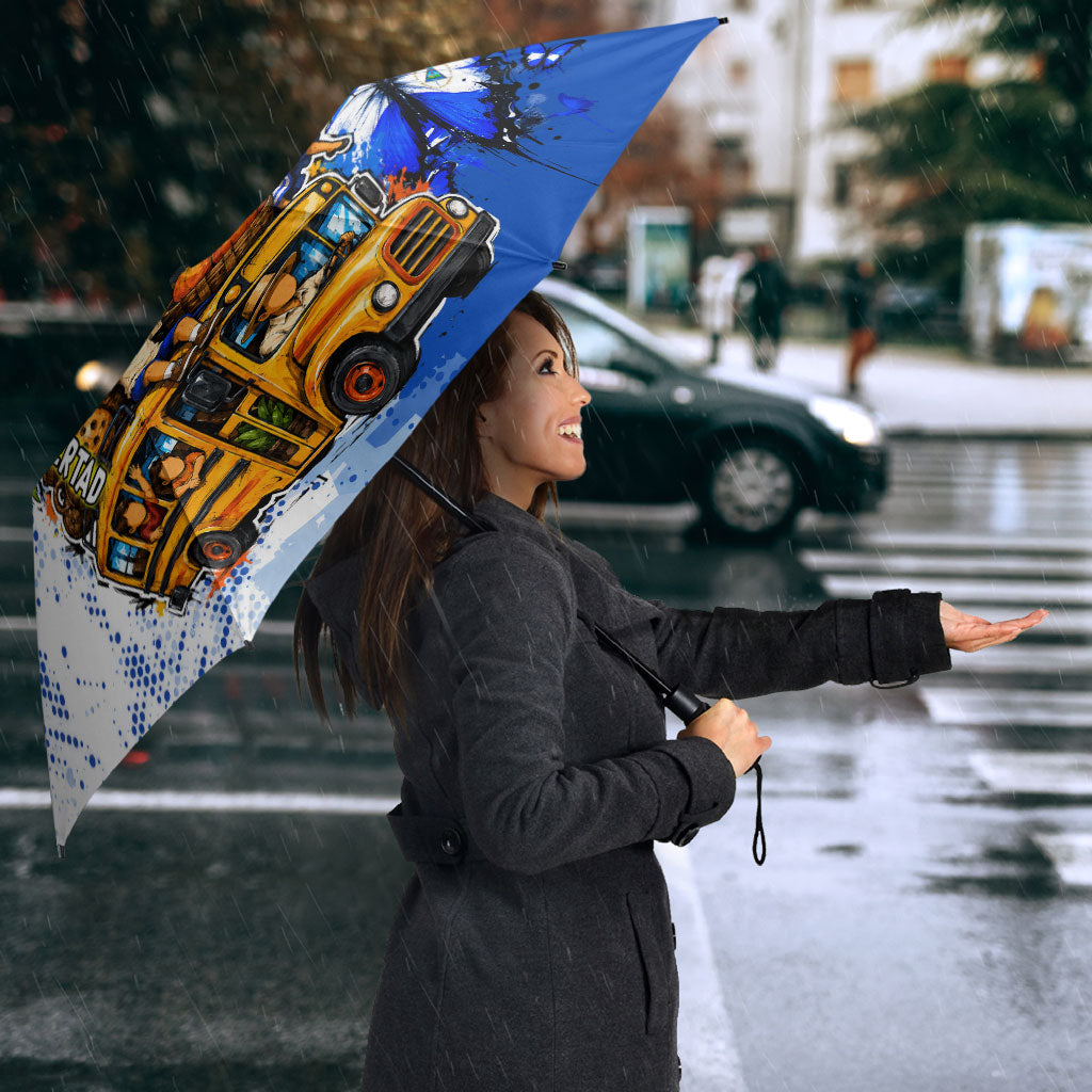 Nicaragua Independence Day Umbrella Blue Butterfly Sacred Sacuanjoche Cultural Floral Art