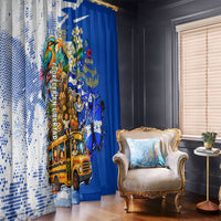Nicaragua Independence Day Window Curtain Blue Butterfly Sacred Sacuanjoche Cultural Floral Art