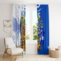Nicaragua Independence Day Window Curtain Blue Butterfly Sacred Sacuanjoche Cultural Floral Art