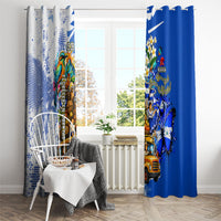 Nicaragua Independence Day Window Curtain Blue Butterfly Sacred Sacuanjoche Cultural Floral Art