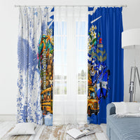 Nicaragua Independence Day Window Curtain Blue Butterfly Sacred Sacuanjoche Cultural Floral Art