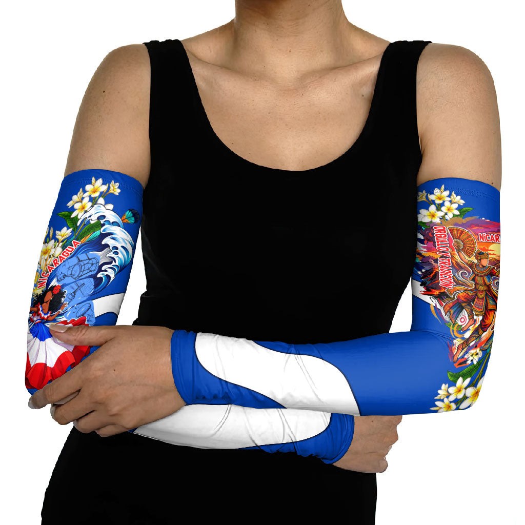 Nicaragua Independence Day Orgullo Y Tradicion Arm Sleeves Vibrant Folkloric Dance Sacuanjoche Floral Culture