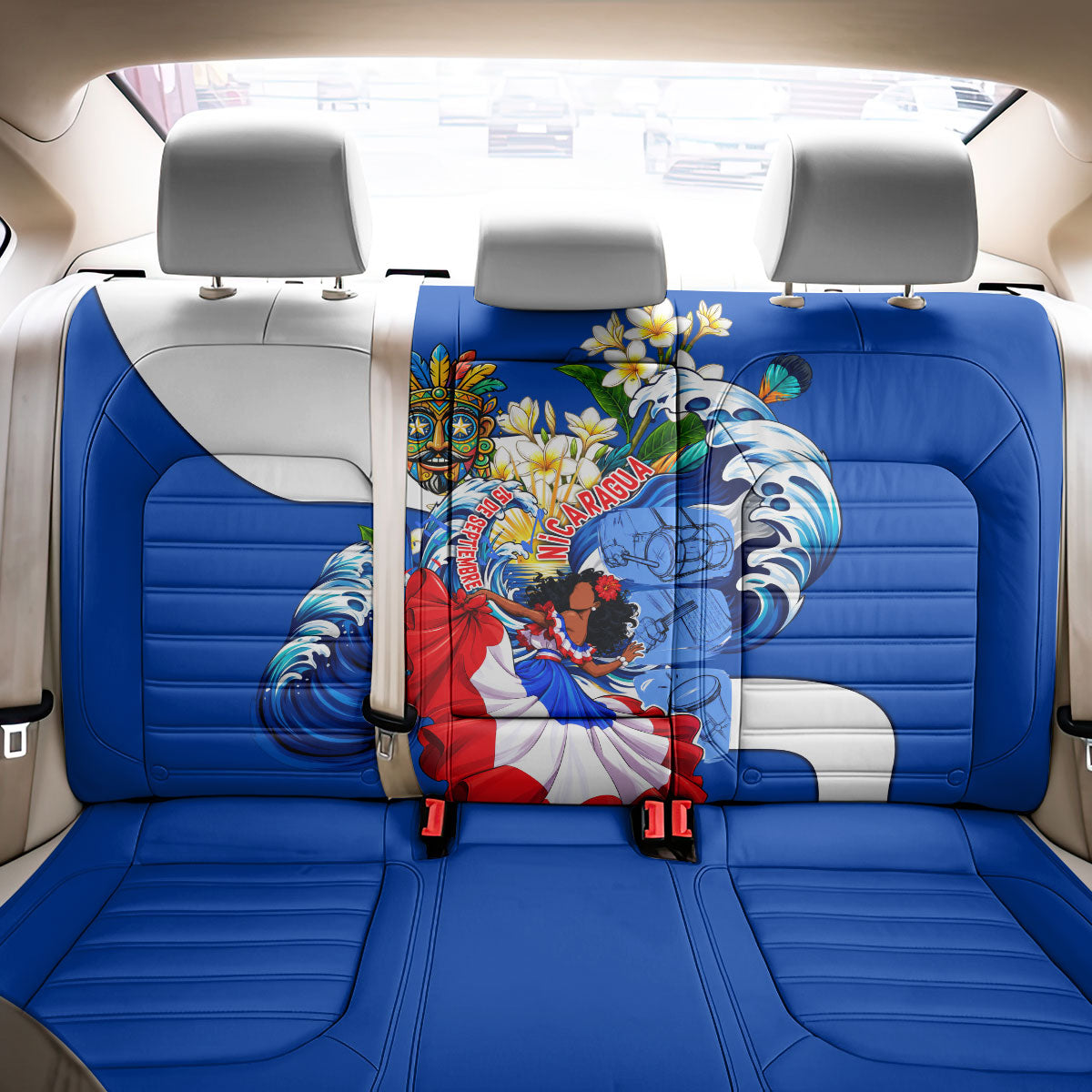 Nicaragua Independence Day Orgullo Y Tradicion Back Car Seat Cover Vibrant Folkloric Dance Sacuanjoche Floral Culture