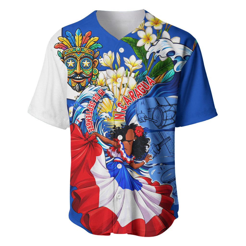 Nicaragua Independence Day Orgullo Y Tradicion Baseball Jersey Vibrant Folkloric Dance Sacuanjoche Floral Culture