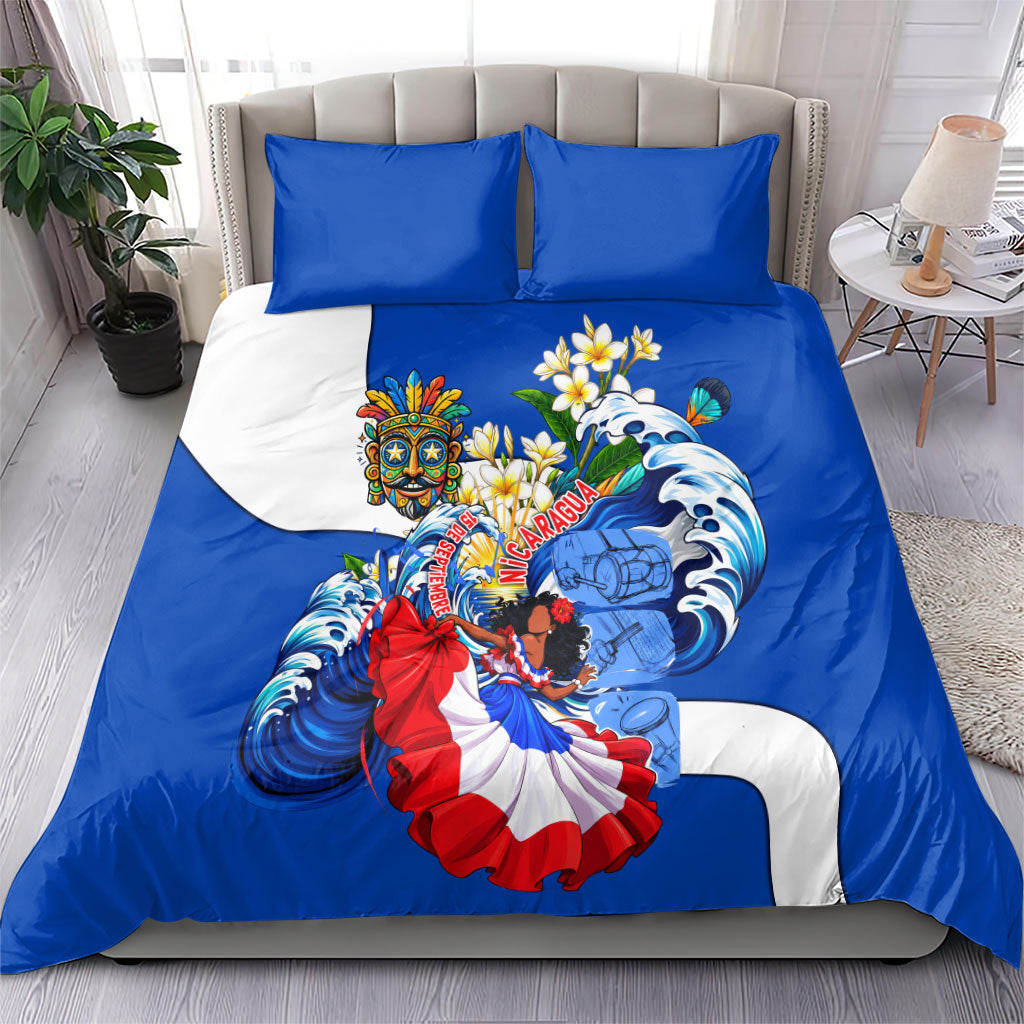 Nicaragua Independence Day Orgullo Y Tradicion Bedding Set Vibrant Folkloric Dance Sacuanjoche Floral Culture