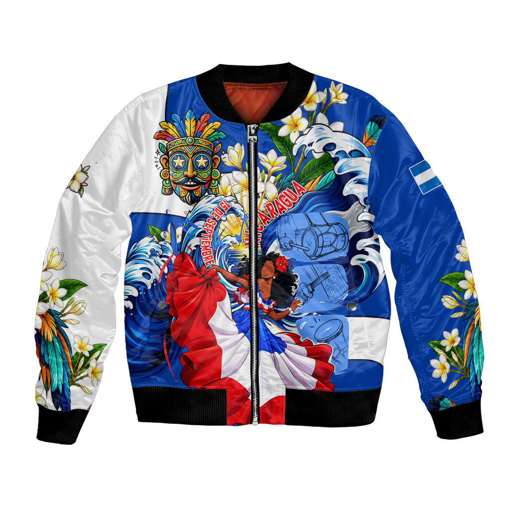 Nicaragua Independence Day Orgullo Y Tradicion Bomber Jacket Vibrant Folkloric Dance Sacuanjoche Floral Culture