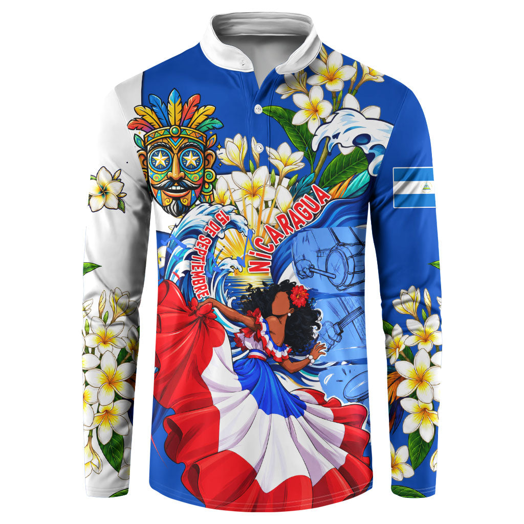 Nicaragua Independence Day Orgullo Y Tradicion Button Sweatshirt Vibrant Folkloric Dance Sacuanjoche Floral Culture