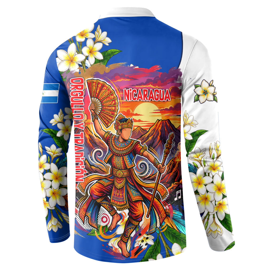 Nicaragua Independence Day Orgullo Y Tradicion Button Sweatshirt Vibrant Folkloric Dance Sacuanjoche Floral Culture