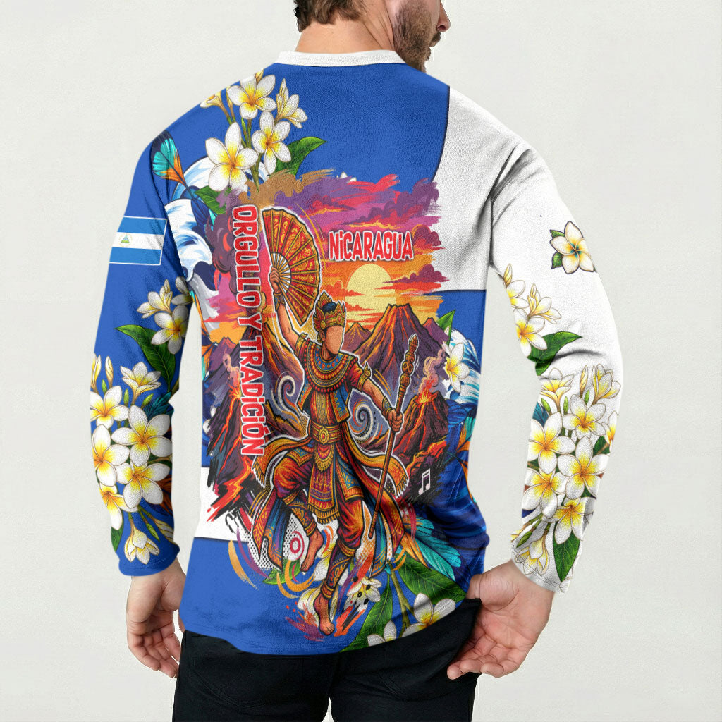 Nicaragua Independence Day Orgullo Y Tradicion Button Sweatshirt Vibrant Folkloric Dance Sacuanjoche Floral Culture