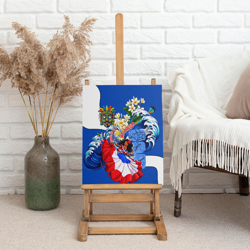Nicaragua Independence Day Orgullo Y Tradicion Canvas Wall Art Vibrant Folkloric Dance Sacuanjoche Floral Culture