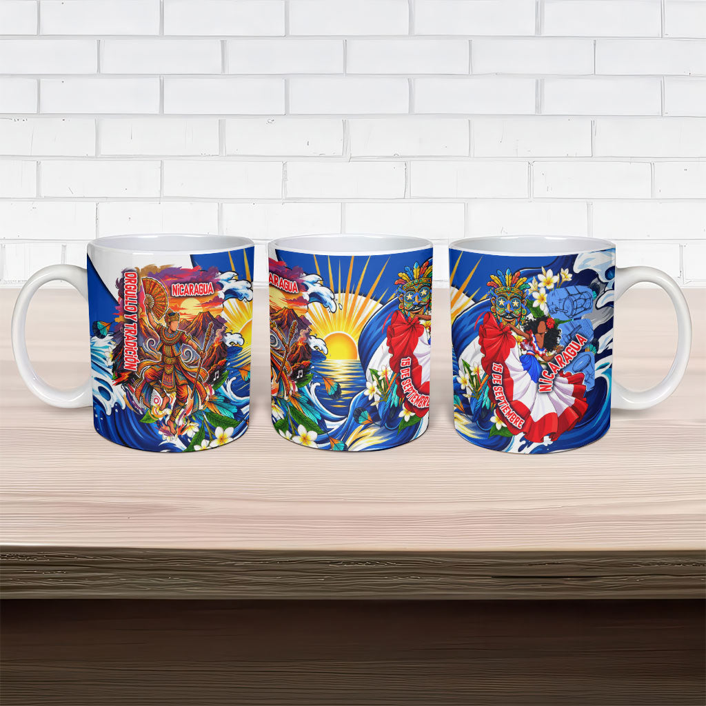 Nicaragua Independence Day Orgullo Y Tradicion Ceramic Mug Vibrant Folkloric Dance Sacuanjoche Floral Culture