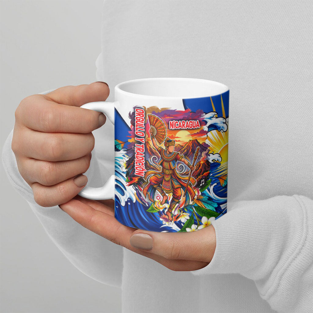 Nicaragua Independence Day Orgullo Y Tradicion Ceramic Mug Vibrant Folkloric Dance Sacuanjoche Floral Culture