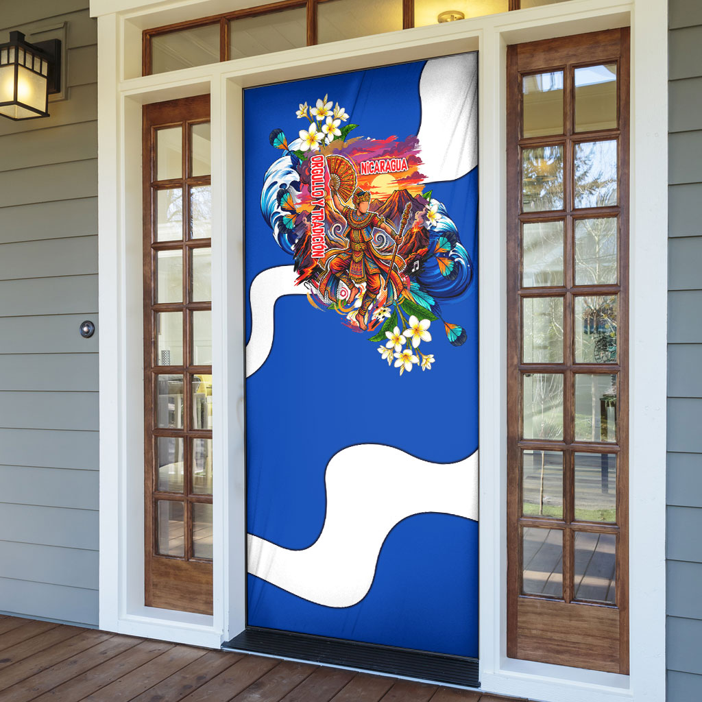 Nicaragua Independence Day Orgullo Y Tradicion Door Cover Vibrant Folkloric Dance Sacuanjoche Floral Culture