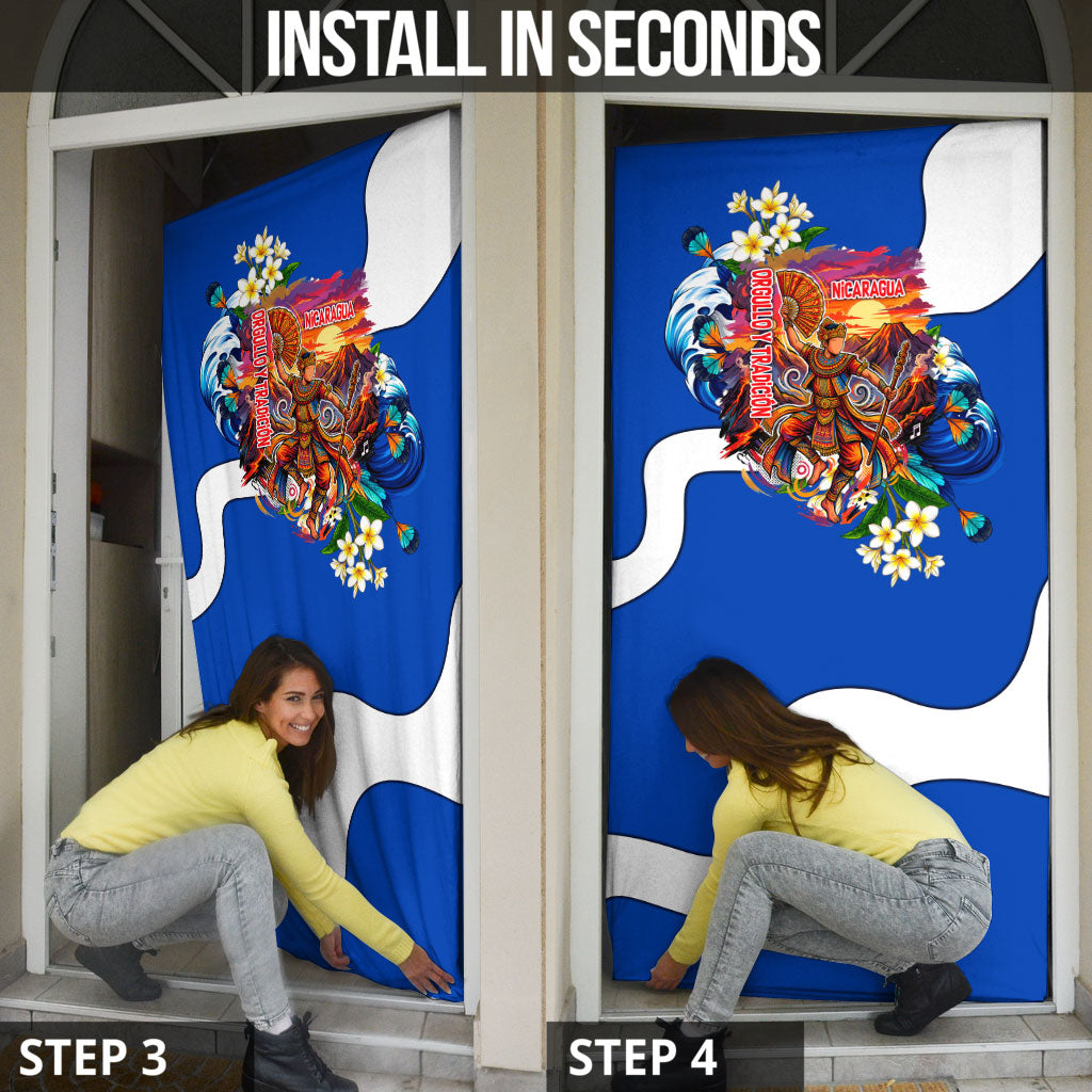 Nicaragua Independence Day Orgullo Y Tradicion Door Cover Vibrant Folkloric Dance Sacuanjoche Floral Culture