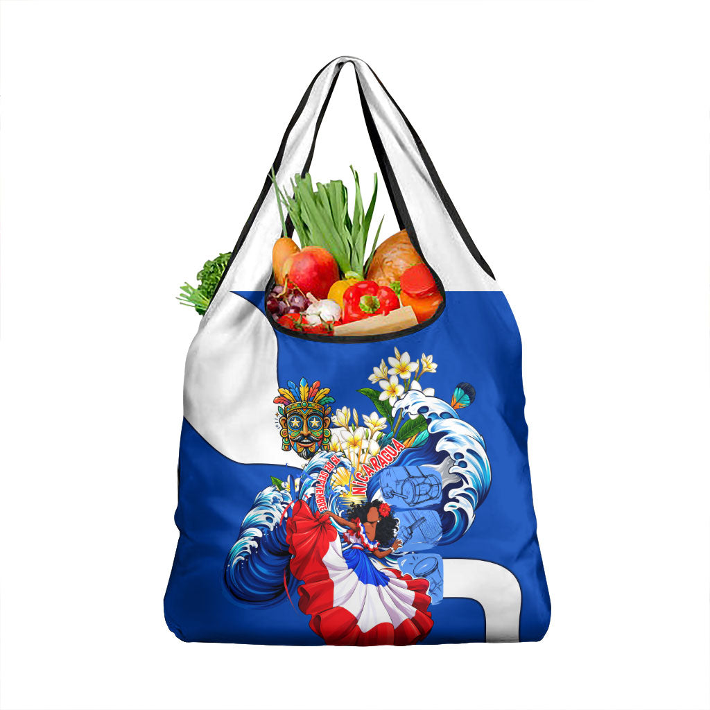 Nicaragua Independence Day Orgullo Y Tradicion Grocery Bag Vibrant Folkloric Dance Sacuanjoche Floral Culture