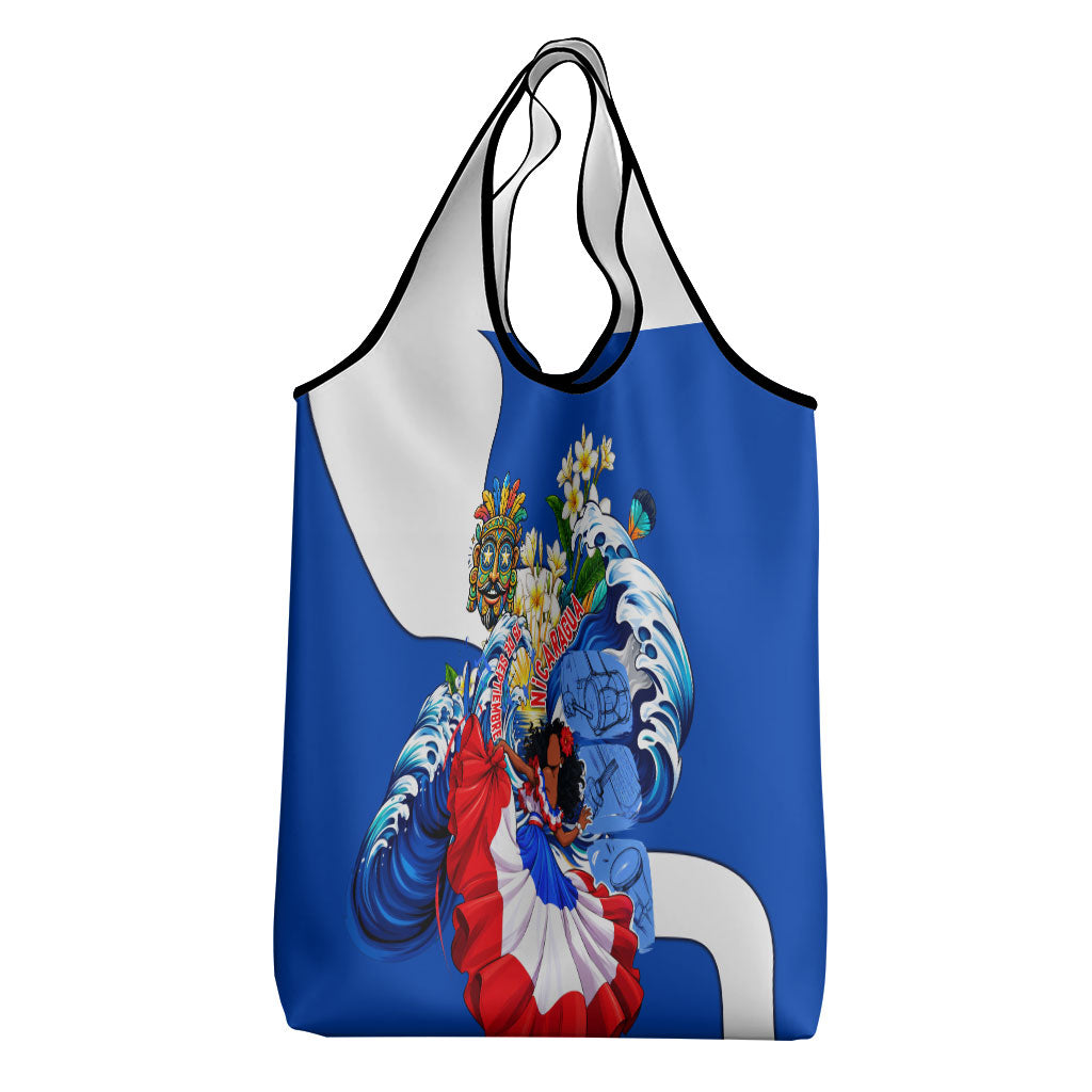 Nicaragua Independence Day Orgullo Y Tradicion Grocery Bag Vibrant Folkloric Dance Sacuanjoche Floral Culture