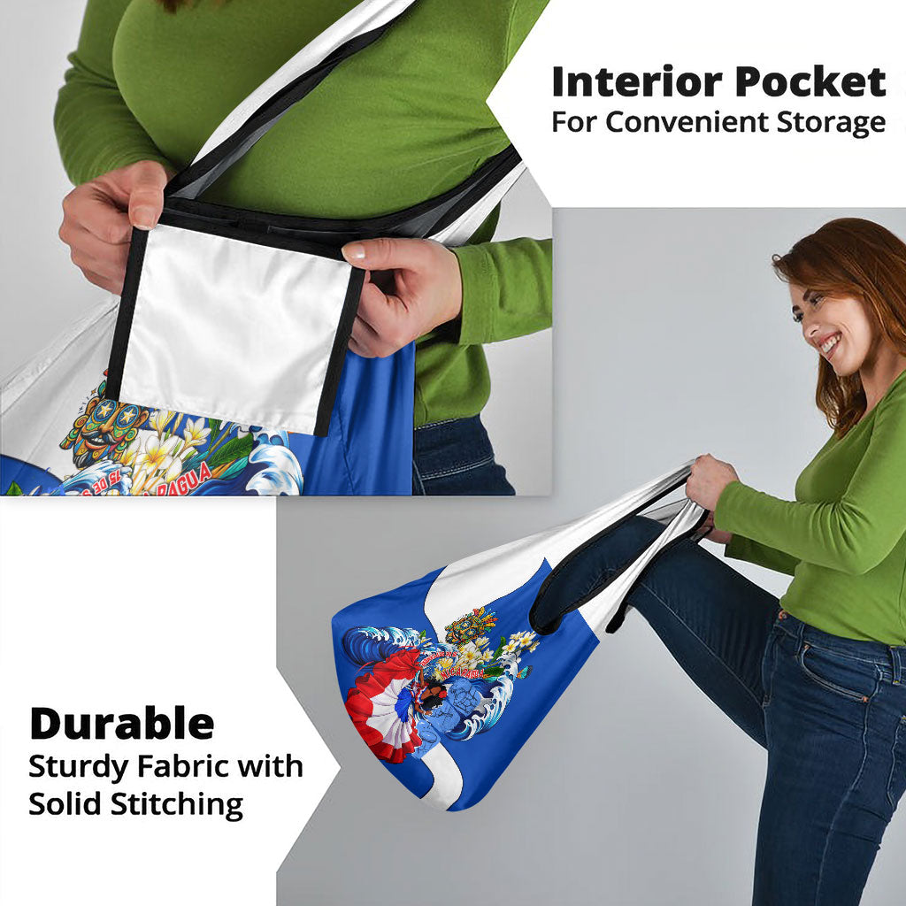 Nicaragua Independence Day Orgullo Y Tradicion Grocery Bag Vibrant Folkloric Dance Sacuanjoche Floral Culture